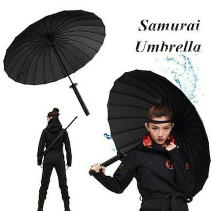 Payung Samurai Jepang Ninja Samurai Umbrella Kata Payung Besar Hitam