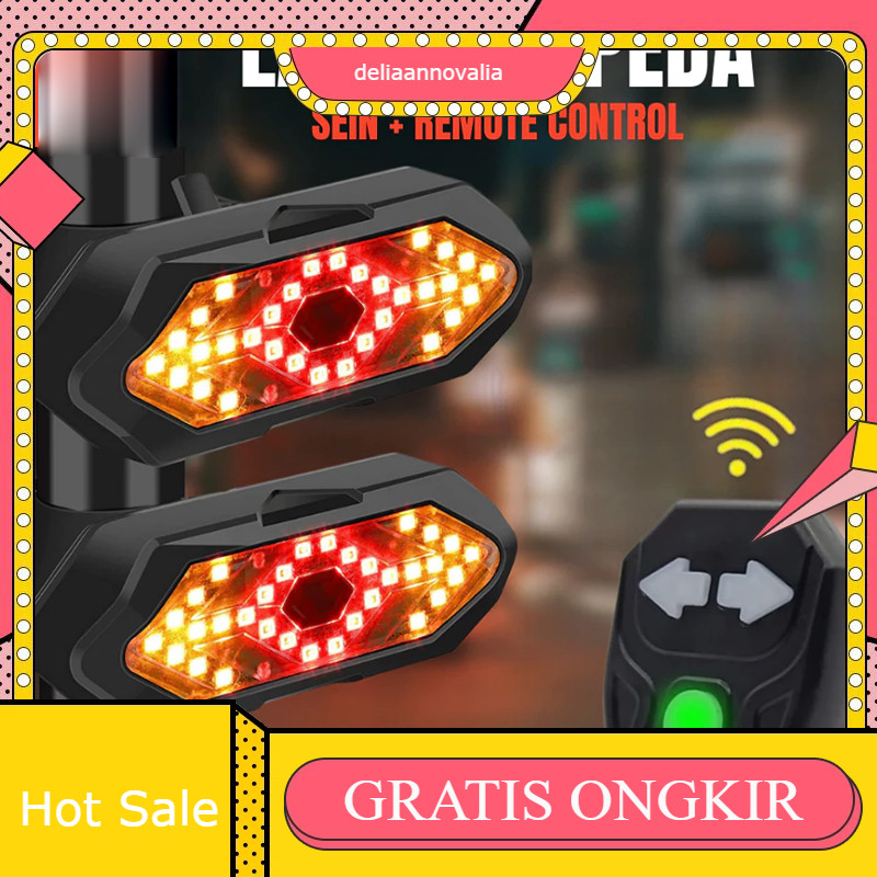 Lampu Belakang Sepeda Nirkabel USB Recharge Lampu Sein Sepeda Remote Control Peringatan Keselamatan