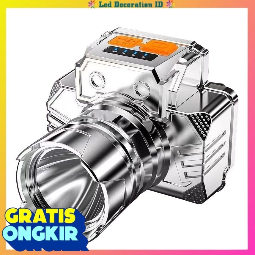 SENTER KEPALA MINI SUPER TERANG / HEADLAMP RECHARGEABLE / SENTER CAS