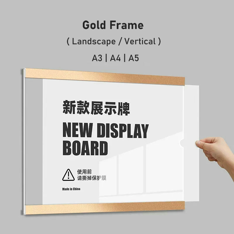Single-deck Wall Acrylic Frame A4 A5 A3 Picture Frame Gold Silver Acrylic Plate Photocard Holder Cer