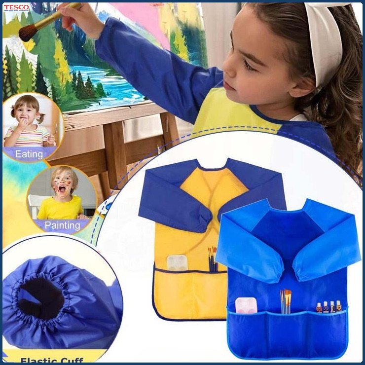 Apron Lukis Anak Celemek Melukis Art Smock Kids Anti Air Apron Waterproof Lengan Panjang