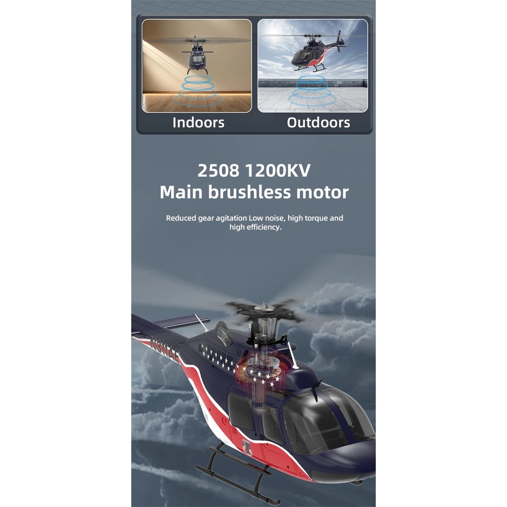 Eachine E186 Bell-206 2.4G 6CH 1/27 Scale Dual Brushless Motor Altitude Hold Optical Flow Positionin