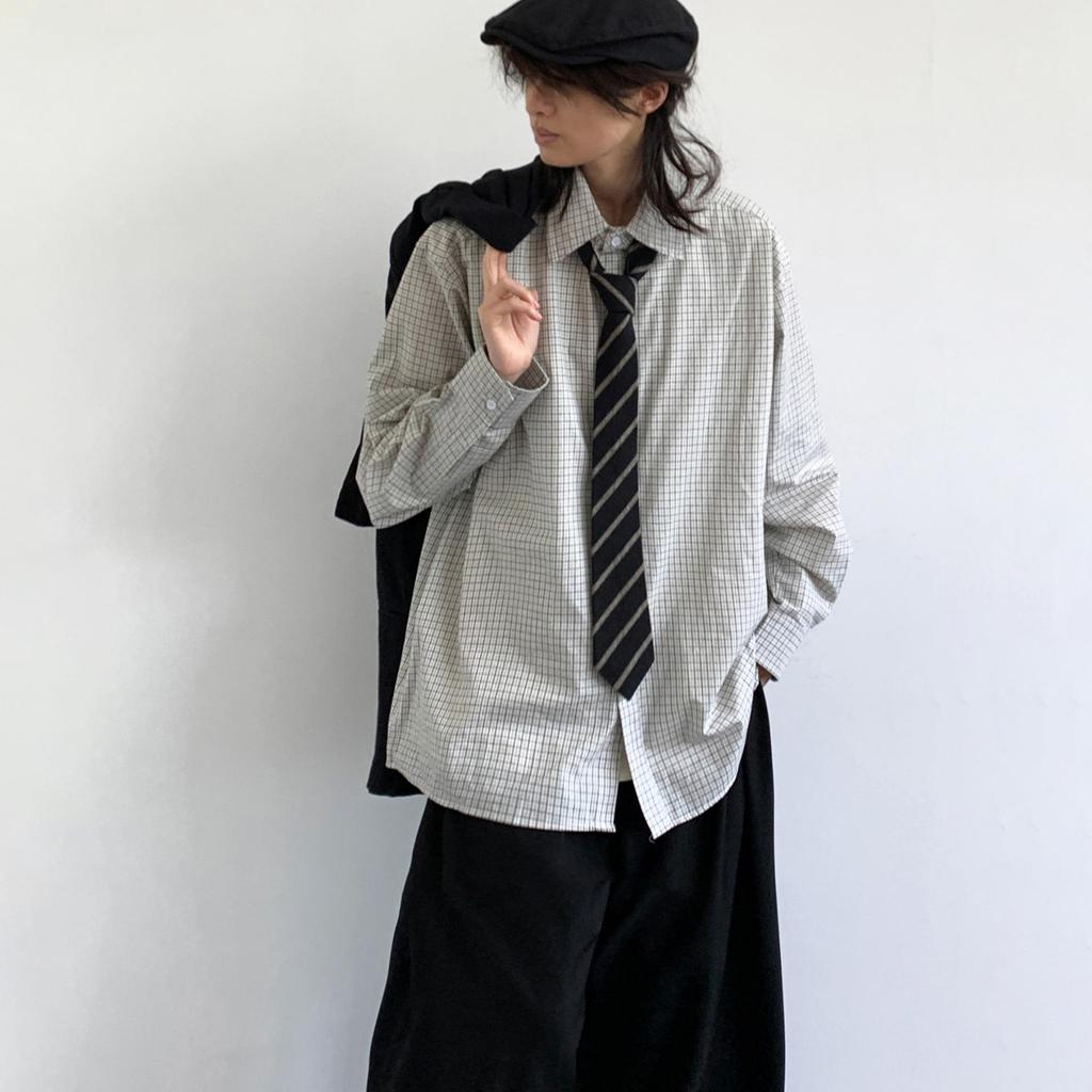 Kemeja Lengan Panjang Kotak-Kotak Retro Jepang Pria Kerah Turun Jaket Kemeja