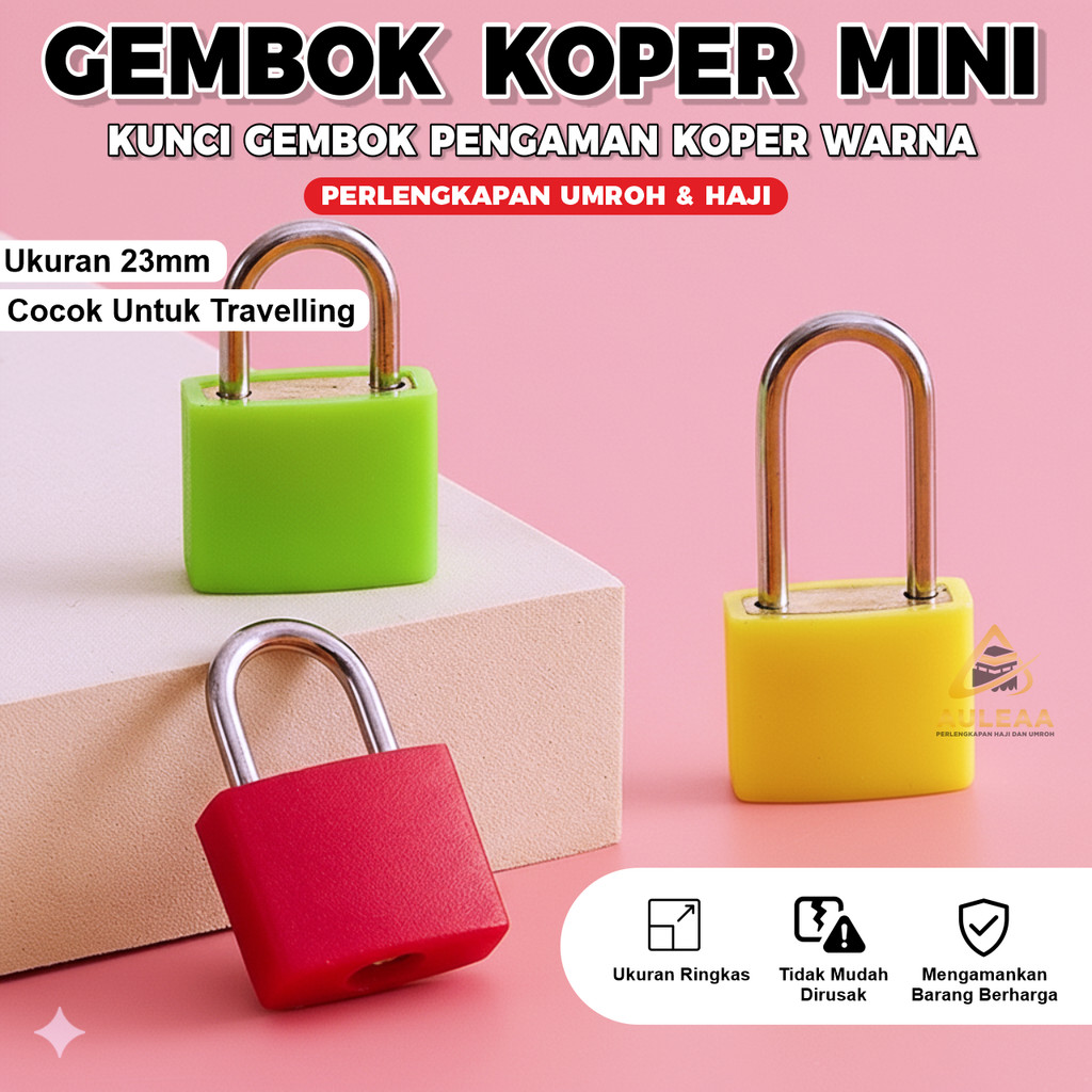 AULEAA - Gembok Koper Mini Pengaman Koper 2 Kunci Haji Umroh Praktis Kuat Anti Karat Ukuran Kecil