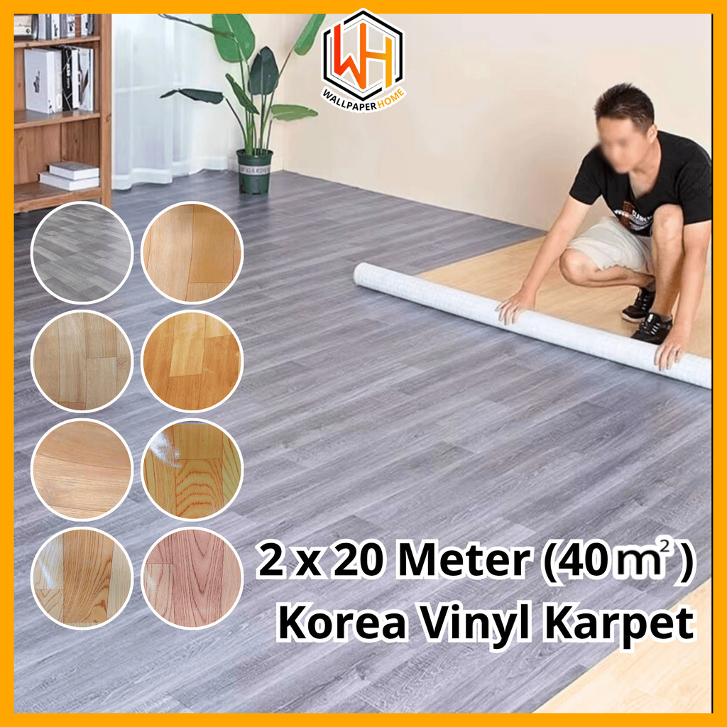 KARPET LANTAI VINYL KOREA (20 METER X 2 METER) GULUNGAN TEBAL TIKAR ALAS LANTAI
