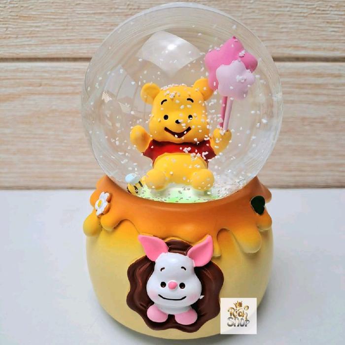 Snowball Unicorn Kotak Musik Bola Kaca Kristal Salju Lampu Waterball Snowglobe - A