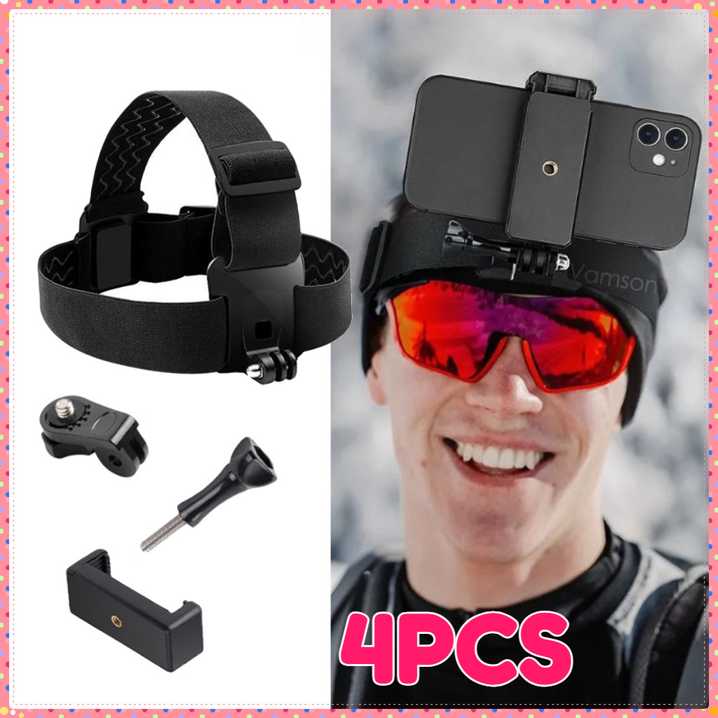 [4pcs/set]Strap Kepala Adjustable Holder Penyangga Kepala Belt Mounting Untuk Vlog HP Live Video Mou