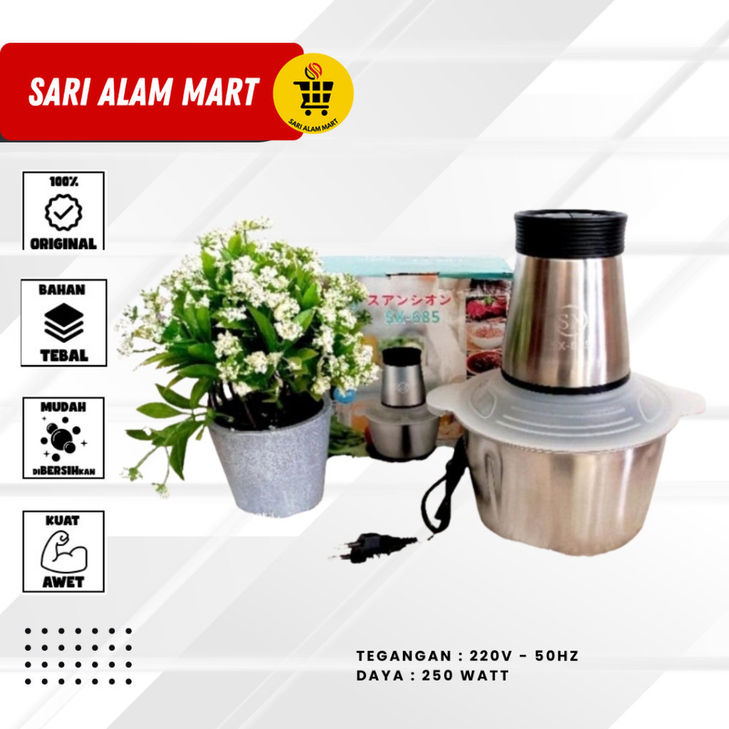 Sari Alam Mart - BLENDER DAGING STAINLEES STEEL 2 LITER / BLANDER FOOD CHOPPER STAINLESS / MEAT GRIN