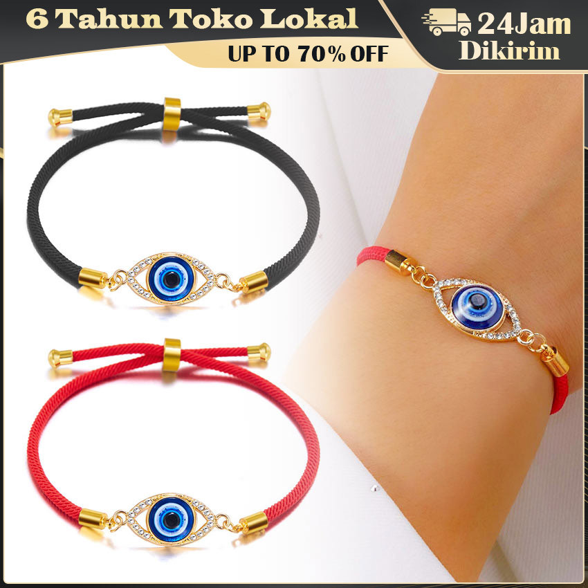 Gelang Nazar Boncugu Turki / Evil Eye Bracelet Tali Adjustable / Gelang Pelindung Keberuntungan / Ge