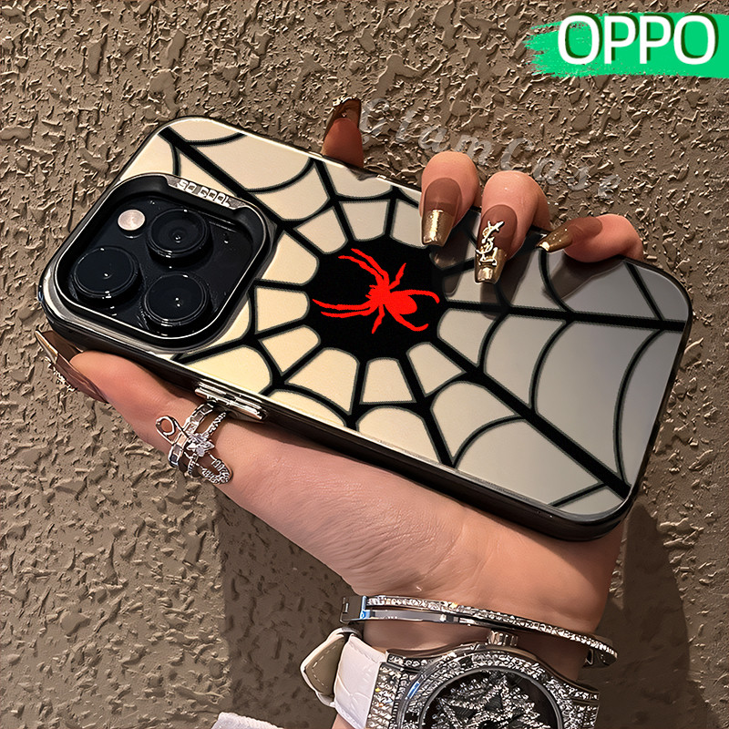 Estetik spider Glossy Hologram PC Case OPPO A18 A57 A16 A15 A17 A60 A3x A3s A5s A54 A53 A12 A31 A58 