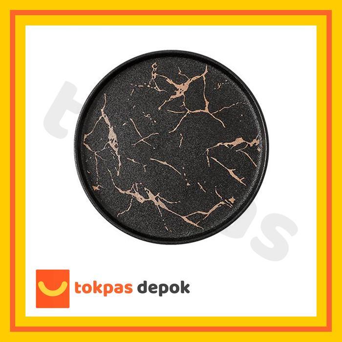 Peralatan Makan Keramik Marble / Piring Gelas Mangkok Keramik Motif Marble Cantik Kaori Gold Hitam P