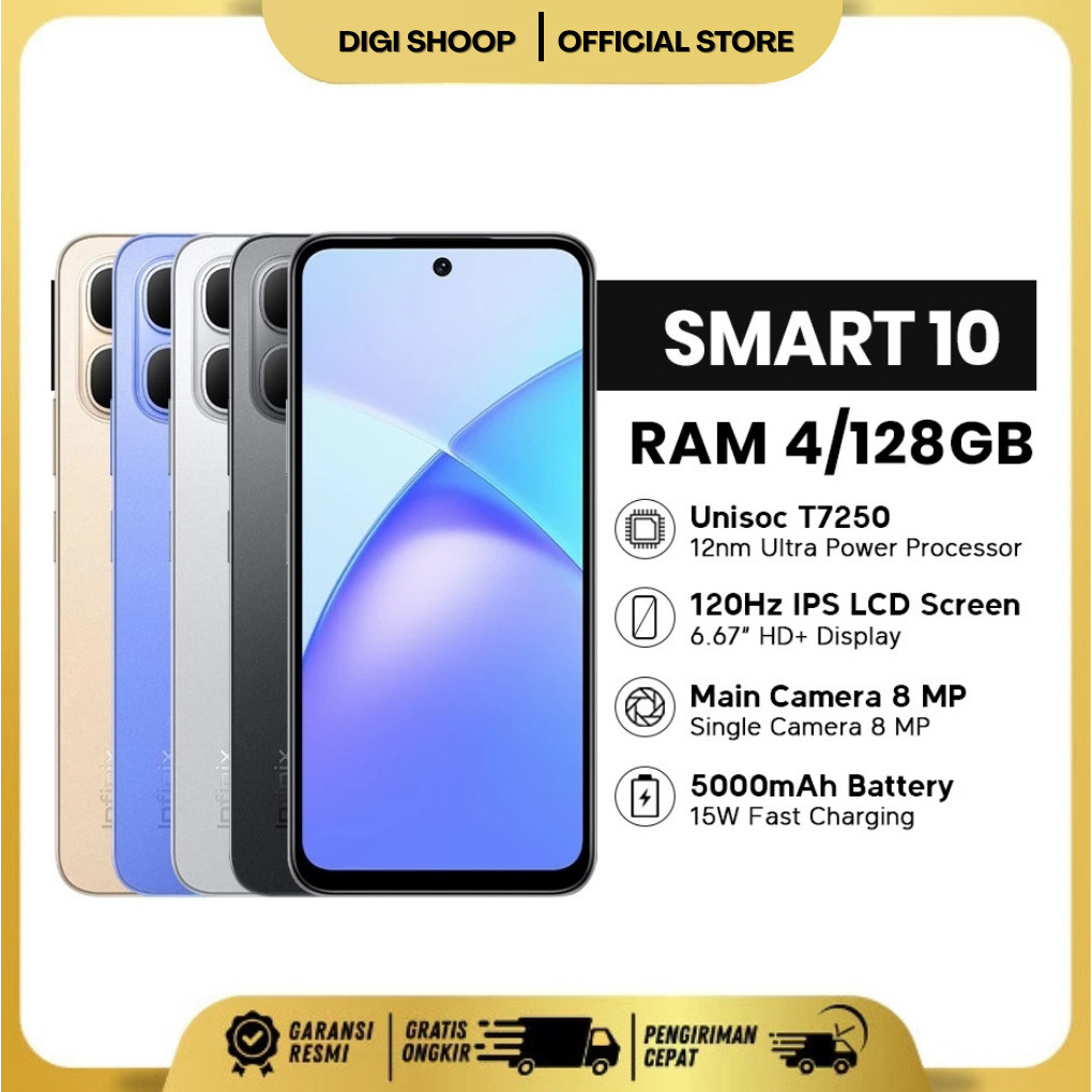 Infinix Smart 10 4/128GB - Up to 8GB Extended RAM - 6.67 inch 120Hz HD+ - T7250 - 5000 mAh Lapak Han