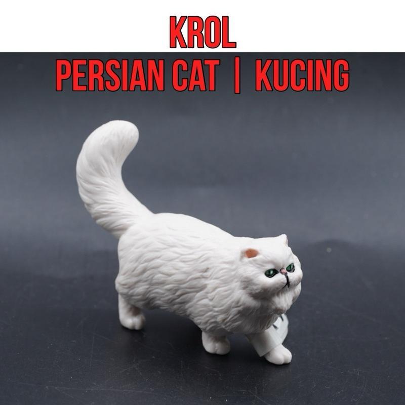 KROL White Persian Cat Kucing Persia Felis Catus | Mainan Figure Binatang Miniature Hewan Animal Fig