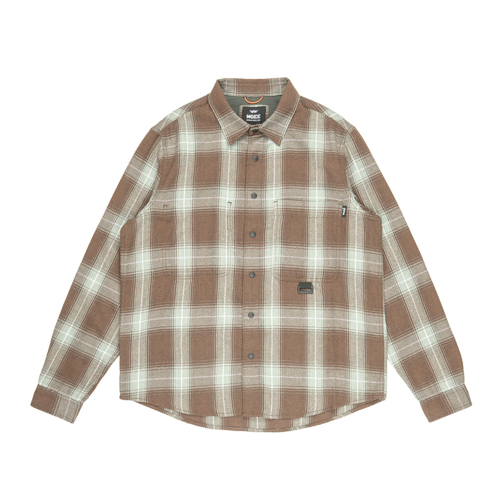 MGee Kemeja Flanel Pria Motif Kotak Kotak Jazon C001 Olive