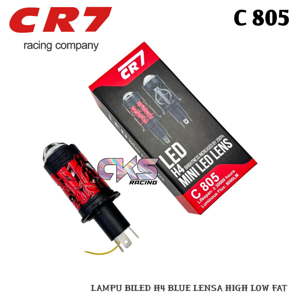 ANONNIA.ID Lampu Biled H4 Lampu Utama Biled H4 Blue Lens C805 CR7 Dengan Kipas Lampu LED Motor Mobil