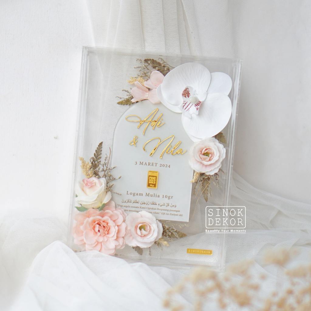 Jual Mahar Akrilik / Bingkai Mahar Pernikahan / Mahar Nikah / Mahar Rustic / Frame Mahar Transparan 
