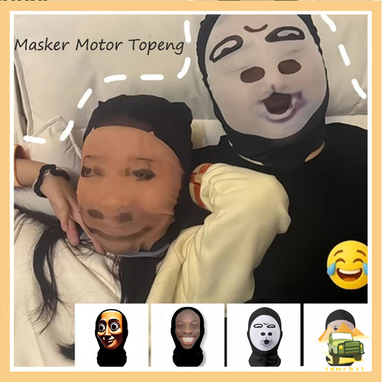 Full face mask anti debu masker motor Ugly face lucu