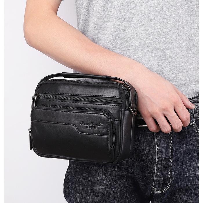 tas pria kulit asli pinggang tas selempang pria kulit branded import
