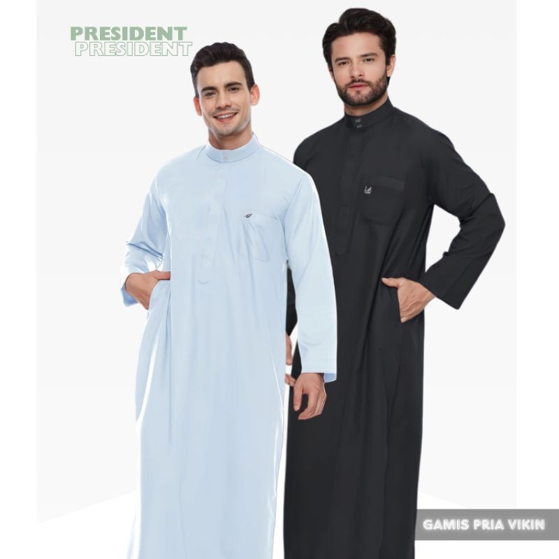 President - Gamis Pria Jubah Gamis Laki Laki Viskin Polos Putih Modern Gaya Casual Remaja Dewasa