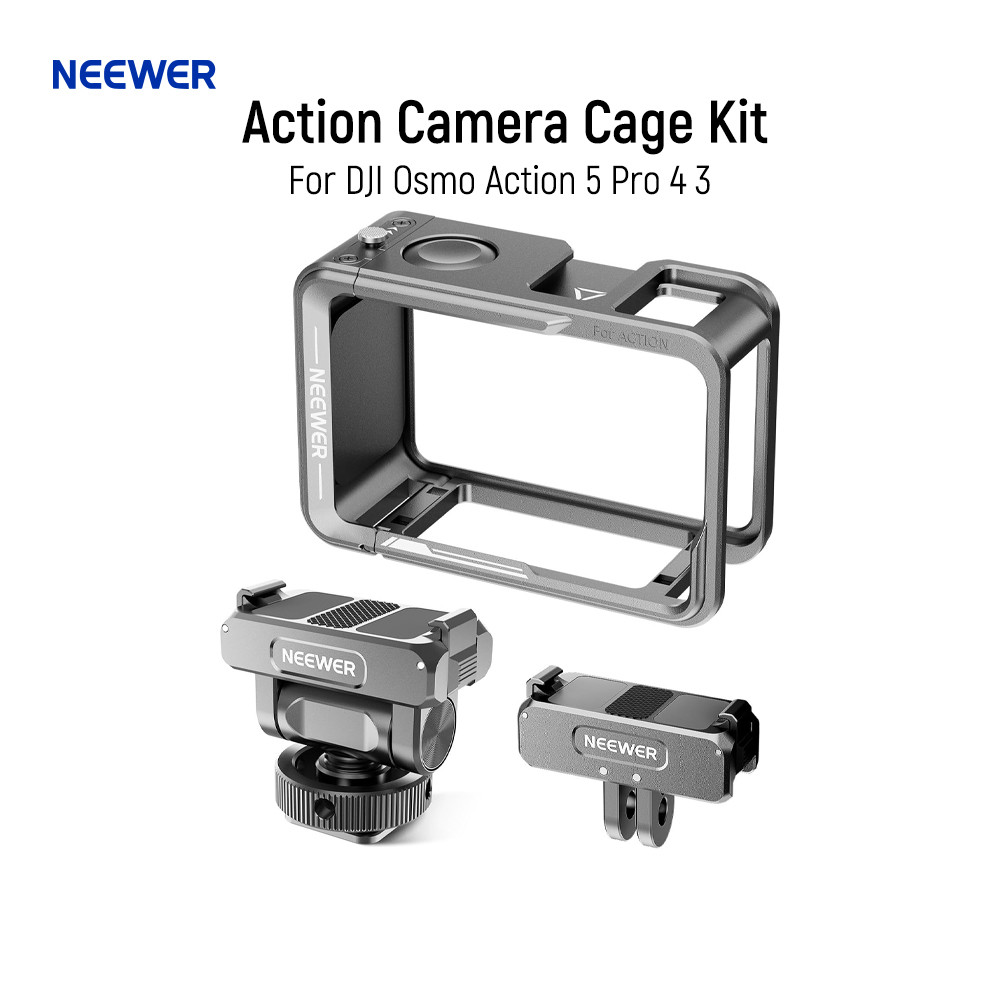 NEEWER Action Camera Cage Kit Compatible with DJI Osmo Action 5 Pro 4 3 DJI Mic, Protective Frame Ac