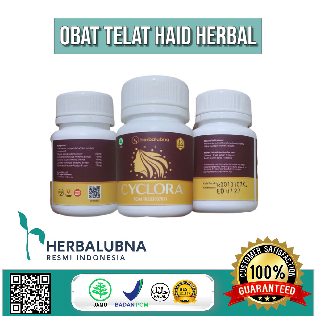 Herbalubna Cyclora Obat Telat Haid 500mg/Kapsul