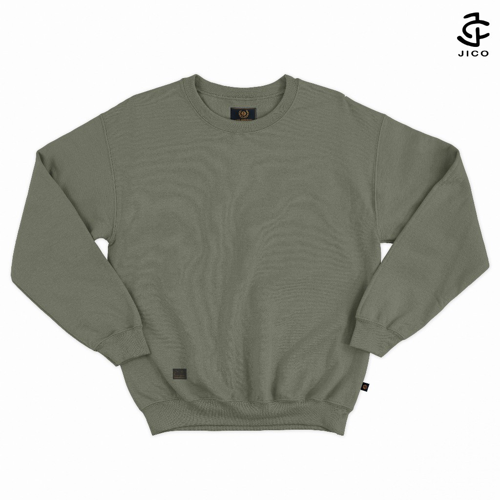 ZUKIMIMO Sweater Crewneck Basic Polos Unisex Size M L XL XXL Warna Hijau Tua