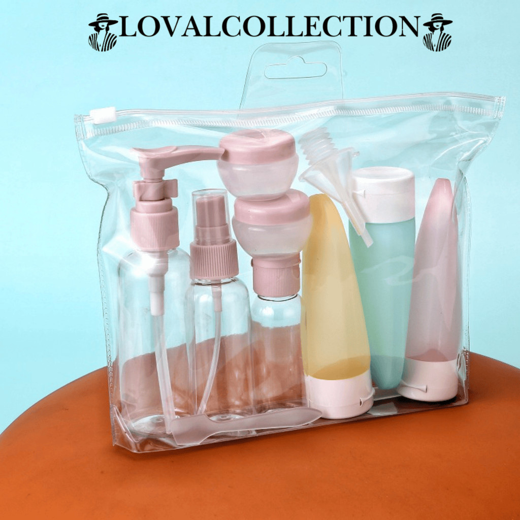 LC Botol Travel Kit isi 10pcs H1081 Perlengkapan Lotion Sabun Skincare Praktis Wadah Isi Ulang