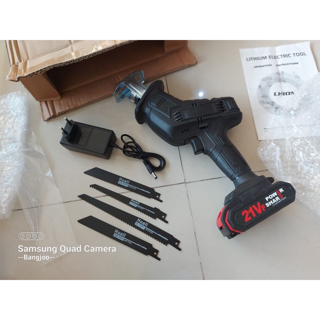 gergaji RECIPROCATING CORDLESS 21V / mesin gergaji saber saw baterai HUALI / recipro saber saw 21v  