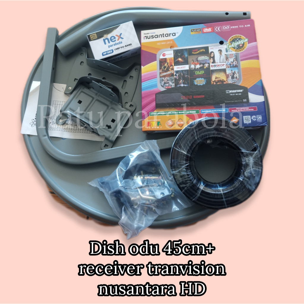 Odu 45 cm + receiver tranvision nusantara hd paket dish 45 cm + receiver strawberry