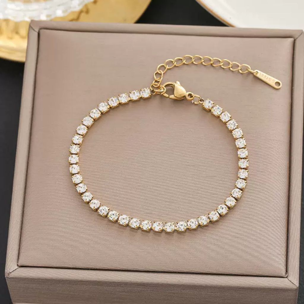 ARTZ gelang rantai titanium fashion permata Bahan Titanium Asli Anti Karat