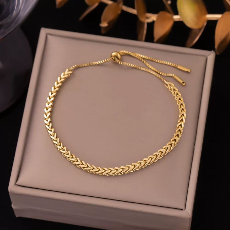 ARTZ gelang serut titanium kepang love Bahan Titanium Asli Anti Karat