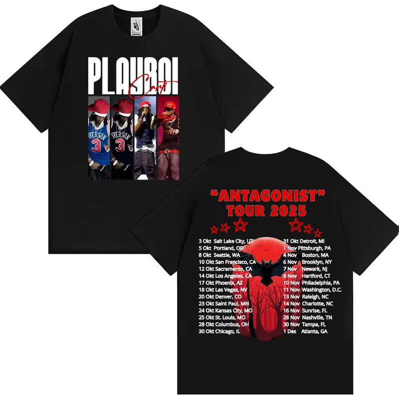Mode Rapper Playboi Carti Antagonist Tour 2025 Kaos Grafis Pakaian Pria Harajuku Hip Hop Kaos Berkua