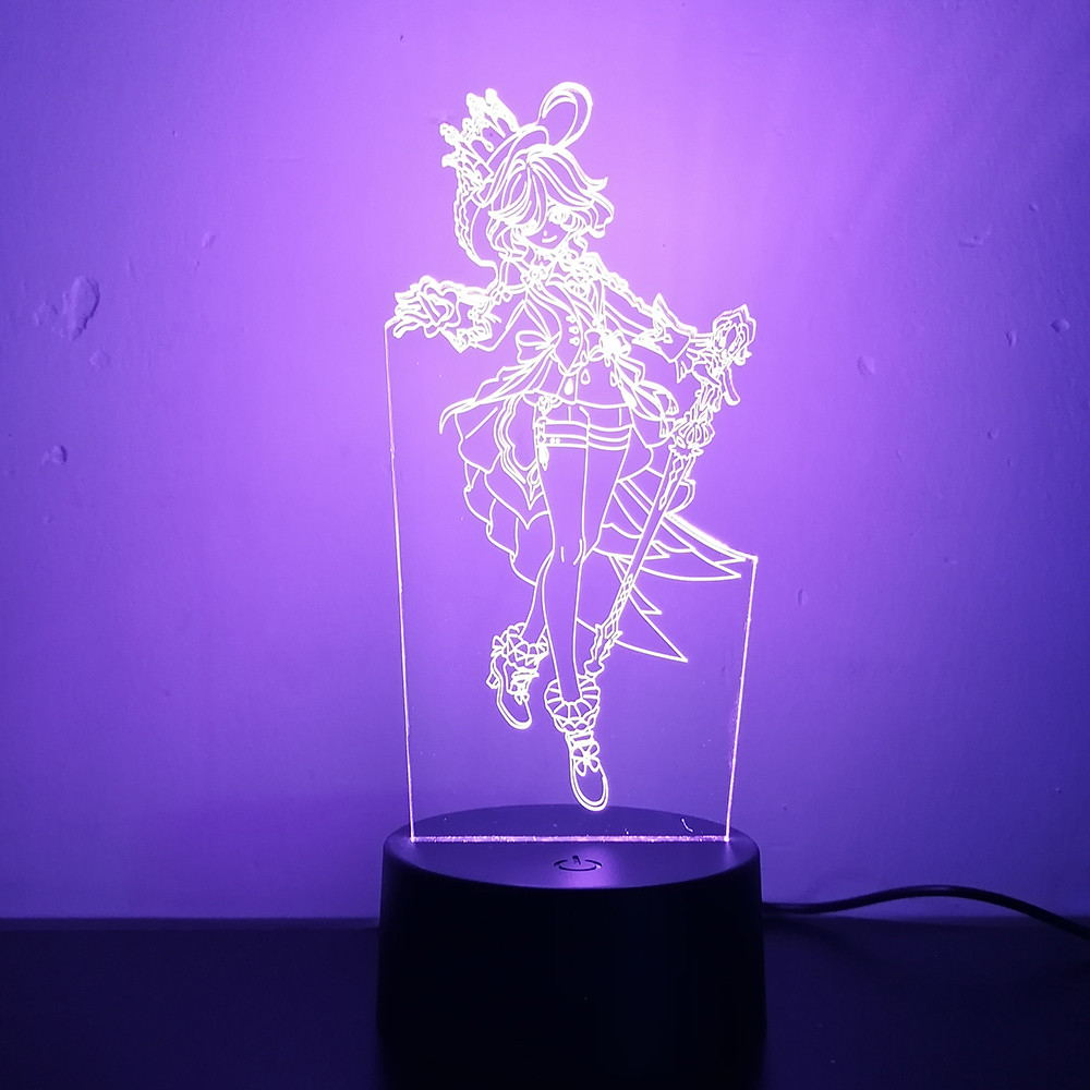 Genshin Impact Figure Furina 3d Led Night Light For Bedroom Customizable Heroes Acrylic Lamp Bedside
