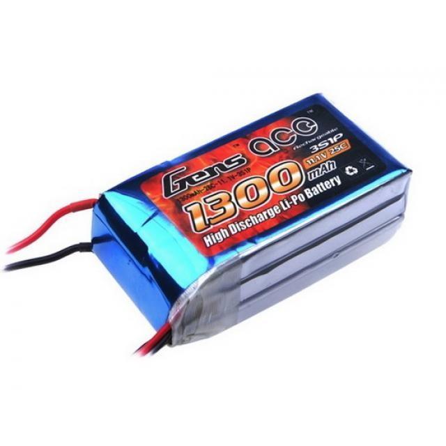 SpartAuto BATTERY LIPO PACK BATERAI LIPO GENS ACE 1300MAH 11.1V 25C 3S1P