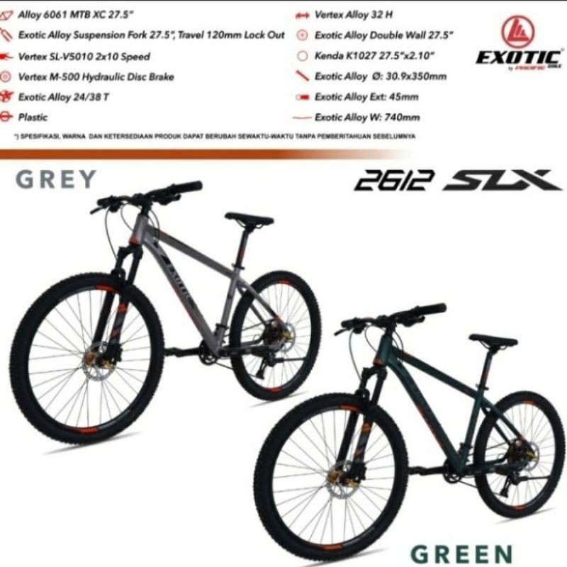 Sepeda Gunung MTB 27.5 Inch Exotic 2612 SLX Hydraulic