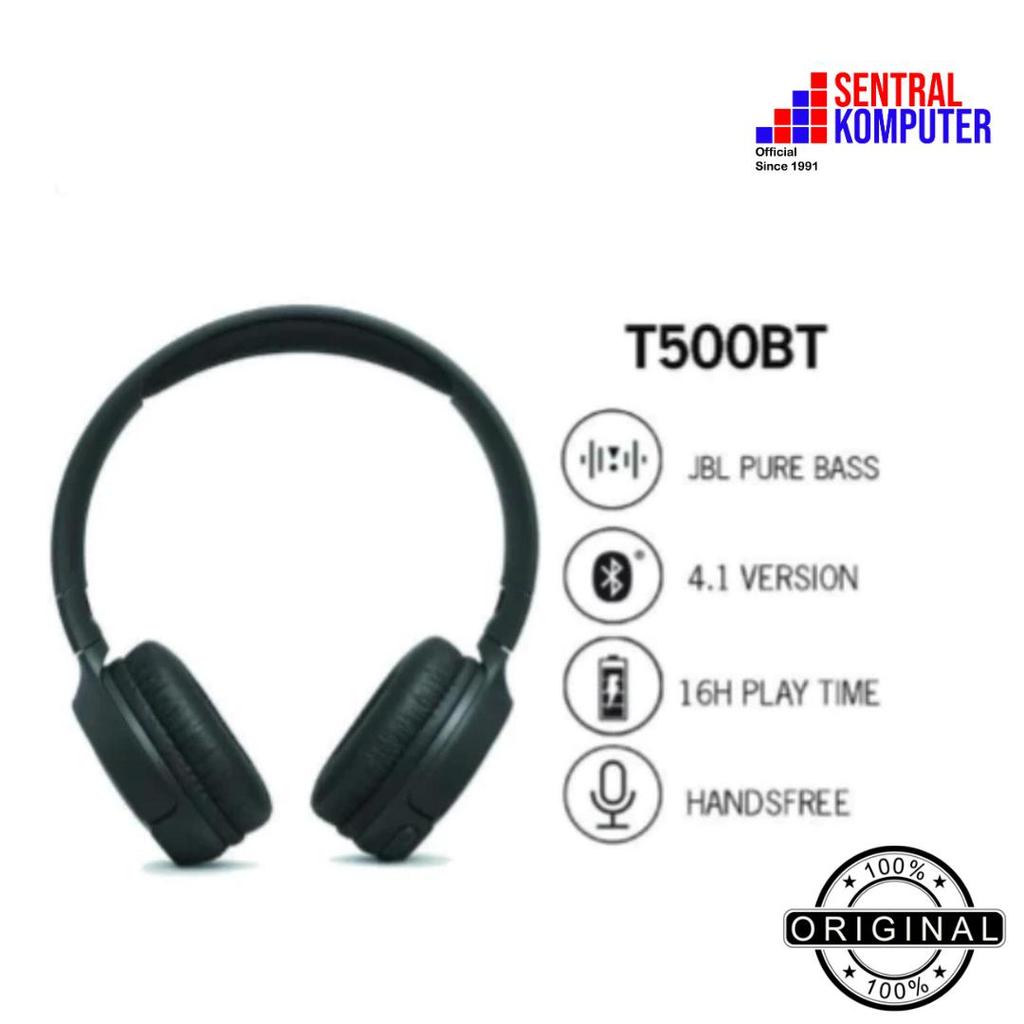 Headphone JBL Tune 500BT T500 BT Wireless On Ear Headphone with Mic Garansi Resmi