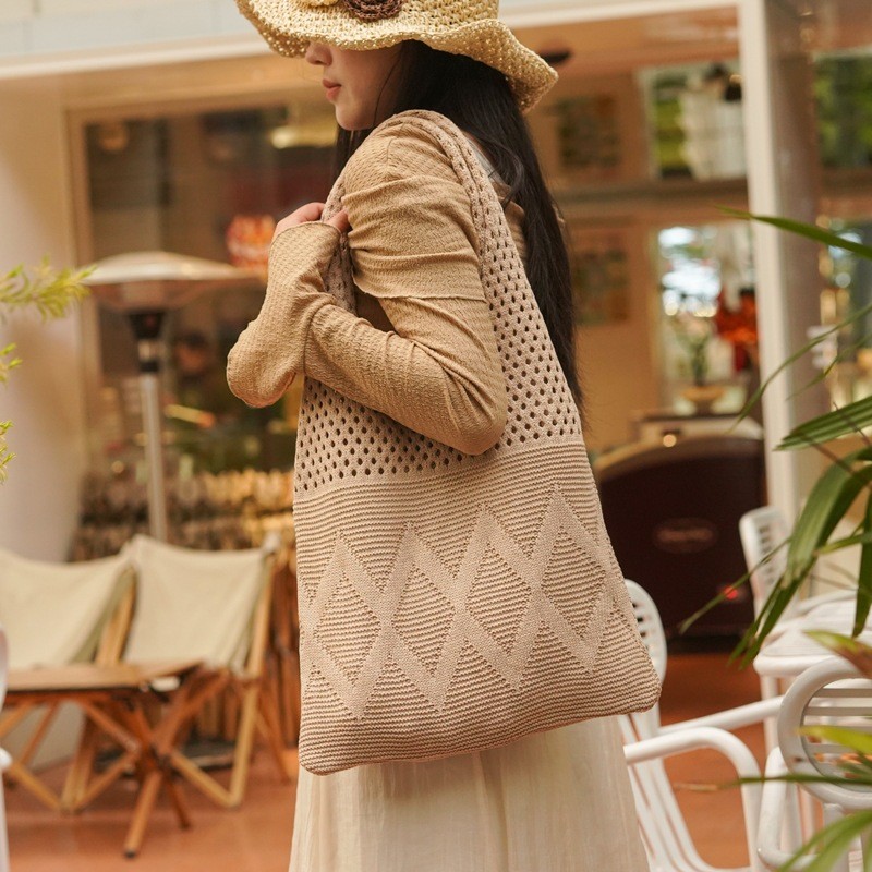 Tas Rajut Model Korea | Tas Tote Rajut Wanita Santai & Stylish