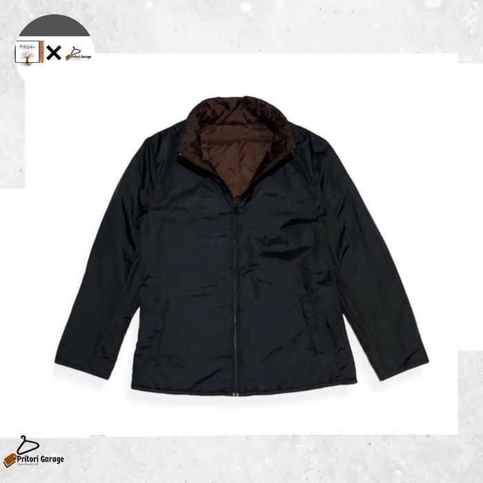 Harington Puffer Reversible Work Jacket Uniqlo Black Dark Brown Color