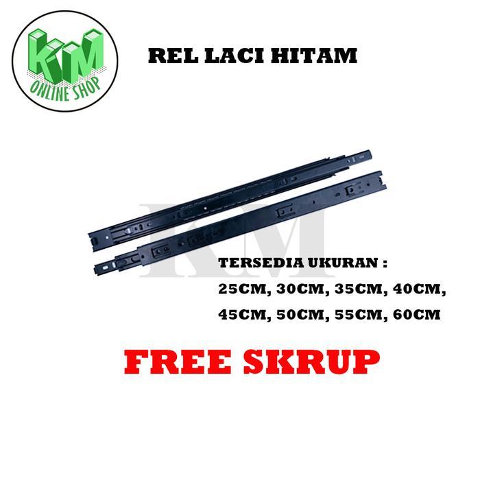 Rel Laci (Hitam) 40 Cm Double Track Mapla Full Extention 35mm ( 2x Tar
