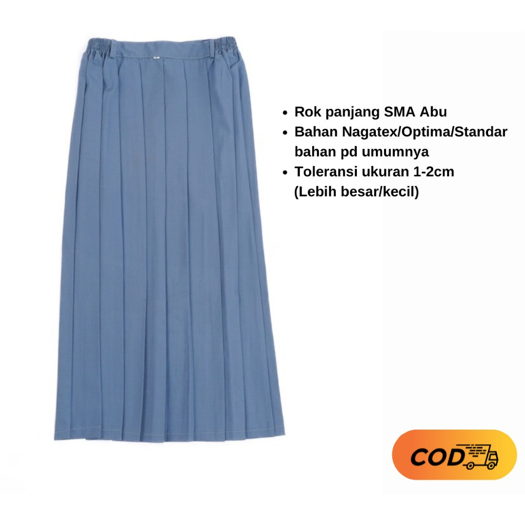 ROK PANJANG Sekolah SD SMP SMA SMK Rok Rempel Perempuan Seragam Sekolah BIRU ABU PUTIH HITAM COKLAT 