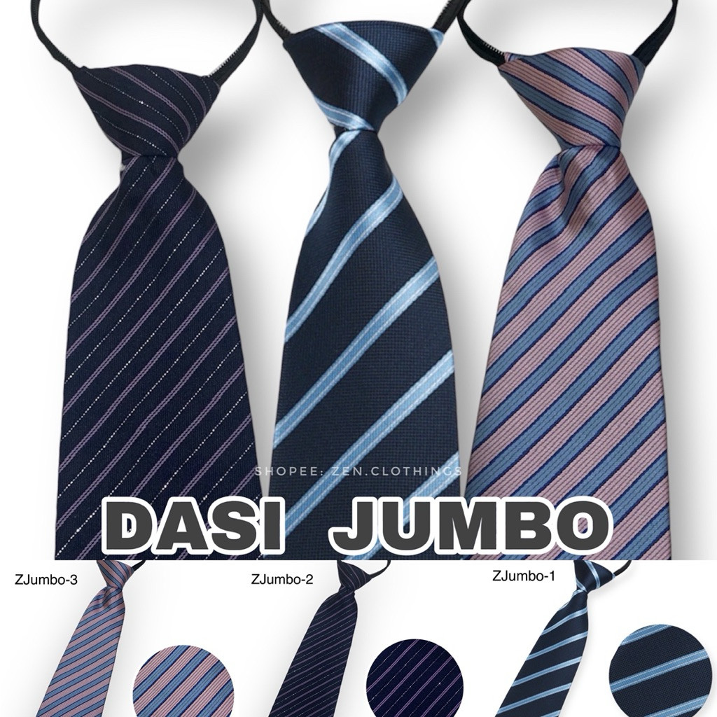 Dasi Pria Instant Langsung Pakai Jumbo Lebar Besar Dewasa Panjang Motif Premium Instan Resleting Zip