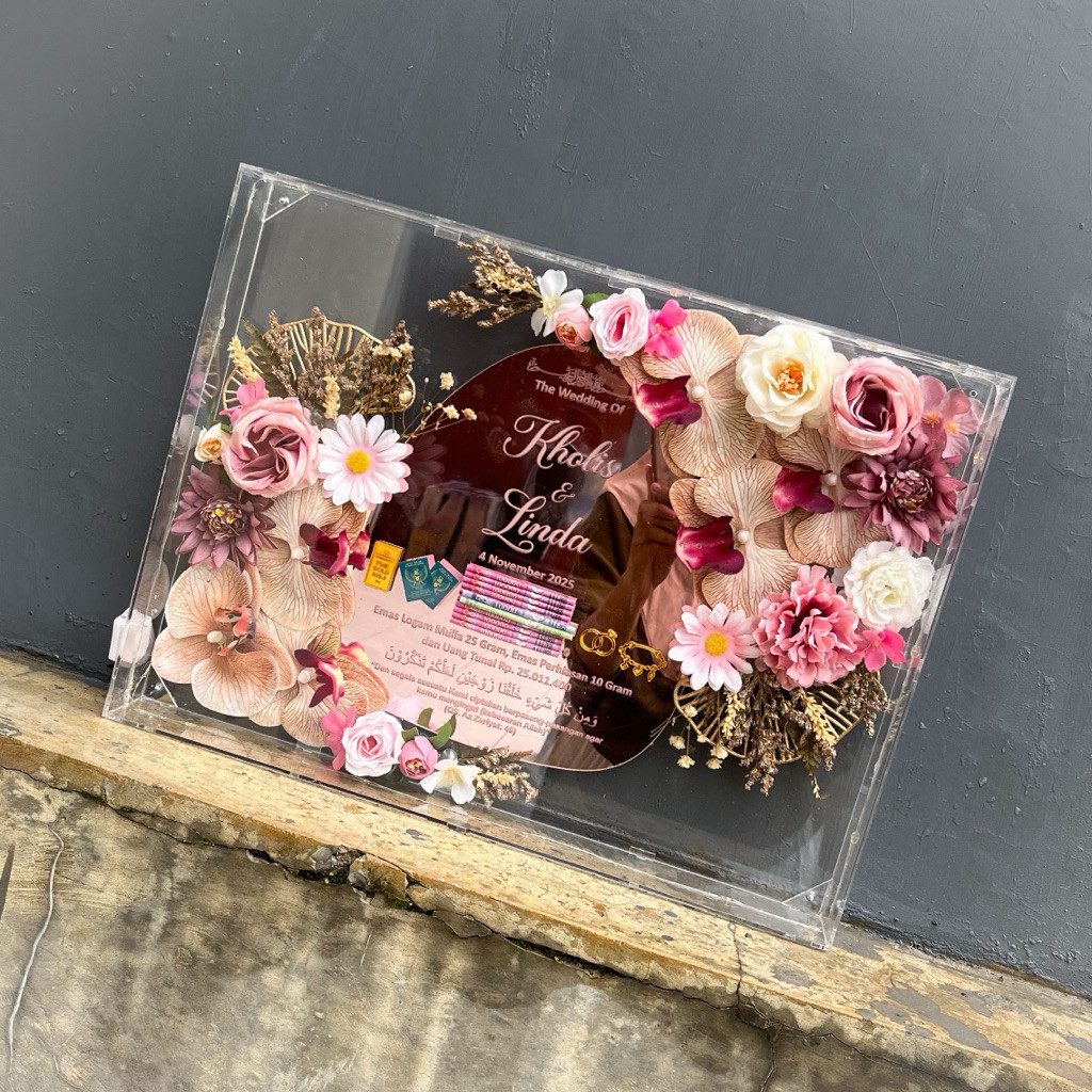 Mahar Pernikahan Mirorr Gold Bingkai Mahar Pernikahan Mahar Akrilik Mahar Murah Mahar Nikah Mahar Pe