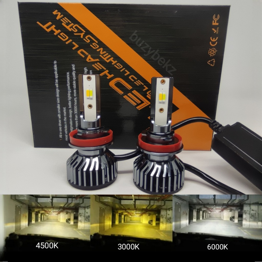 BZL LAMPU LED HEADLAMP FOGLAMP H4 H11 H8 H16 H9 H1 H7 HIR2 TIGA 3 WARNA TRICOLOR PUTIH KUNING 3000K 