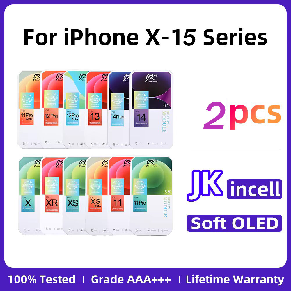 2Pcs JK Incell soft oled For iPhone X XS XR 11 12 Pro Max LCD splay For IPhone13 14 15ProScreen giti