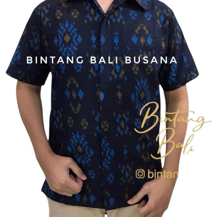 Kemeja Endek Bali | Bintang Bali Busana Official | Kemeja Bali | Endek - Biru, L