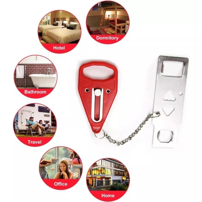 PORTABLE DOOR LOCK KUNCI PENGAMAN TAMBAHAN - Untuk Kamar Tidur, Hotel, Toilet Umum & Jendela Traveli