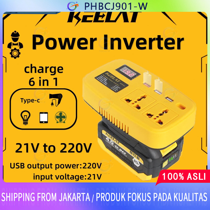 Super Power DIY Inverter Charger Portabel 6in1 21V To 220V 150W-3 USB Baterai Makita Soket Konverter
