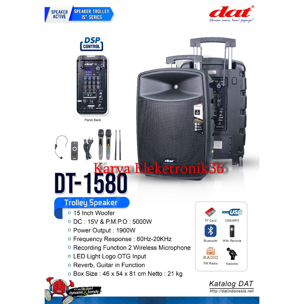 SPEAKER PORTABLE 15 INCH DAT DT-1580 I DT 1580 I DAT DT1580 ORIGINAL DAT