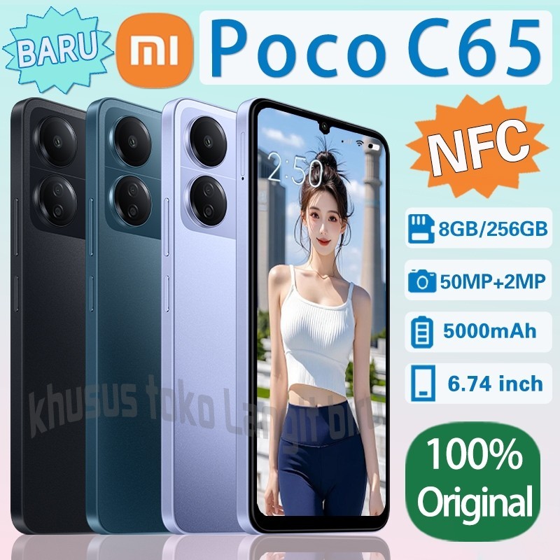 Hp Xiaomi poco c65 Ram 8/256GB NFC Baru Asli Tersegel 5000mAh 6.74 inc 50 MP Garansi Resmi Indonesia