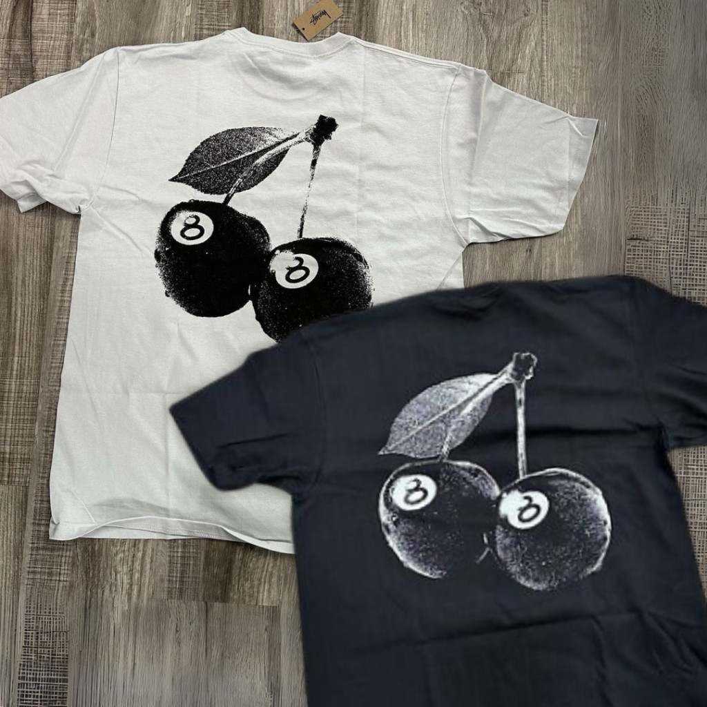 Stussy CHERRIES TEE TSHIRT KAOS PRIA WANITA PROMO HITAM PUTIH - MIRROR 1:1 | Cherry Ceri Kaos Unisex